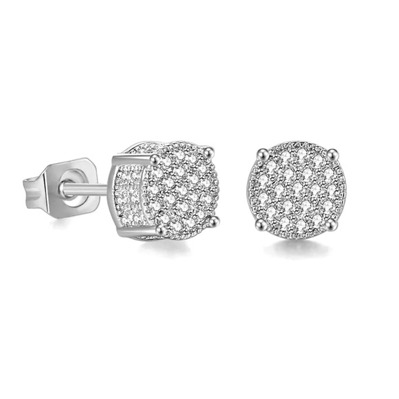 New Lovely Sterling Silver White Sapphire Round Studs - Picture 3 of 4
